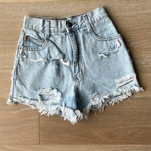 Vintage STEEL Distressed High Rise Denim Jean Shorts sz 00
